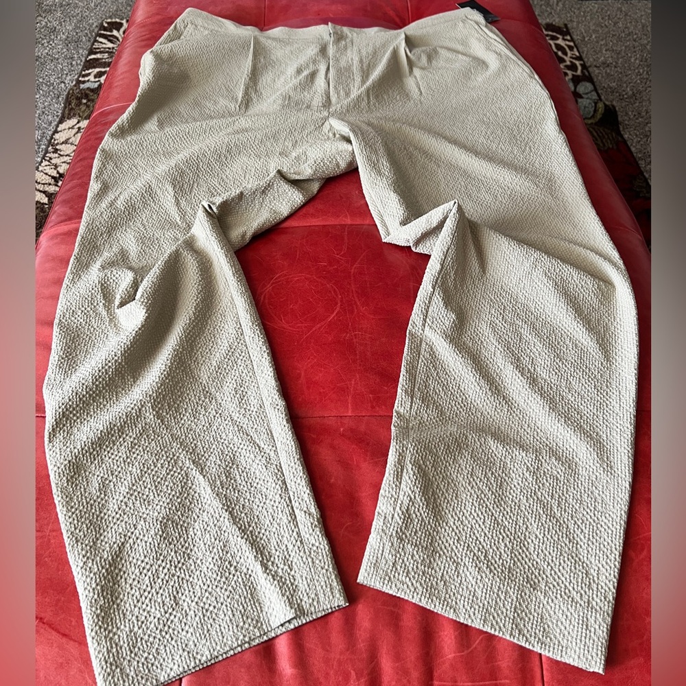 Alfani Men's Textured seersucker style pattern Beige Dress Pants size 40x30